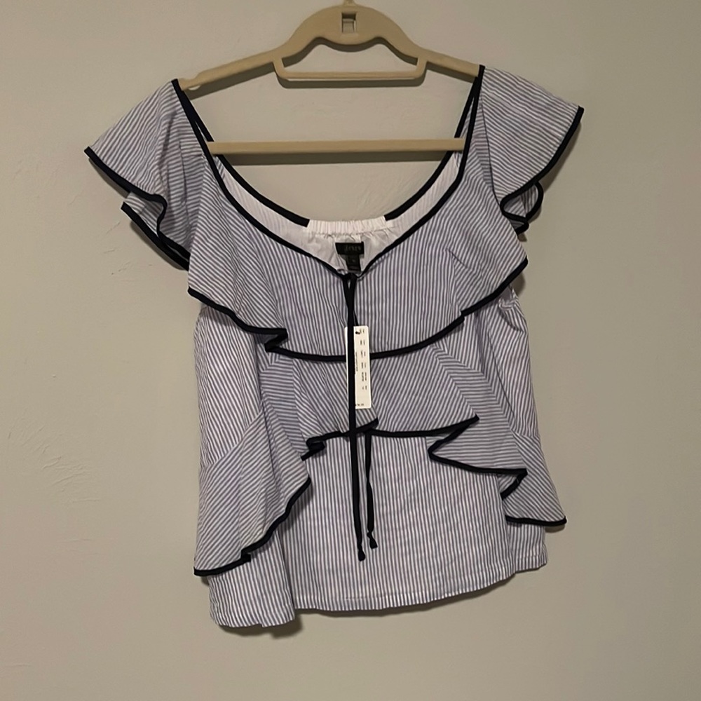 JCrew Ruffle Sleeve Top